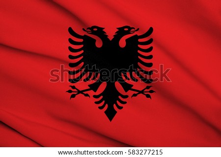 Fabric texture flag of Albania
