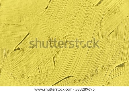 Painting closeup texture.Plain light yellow color background for vivid, colorful,creative backgrounds. Oil on canvas brush strokes texture. For web and design.
