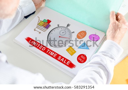 Man holding a file with limited time sale concept