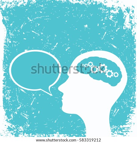 speech bubbles with human face on grunge background