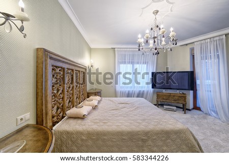 Russia,Moscow region - the interior of a bedroom in a luxury country house