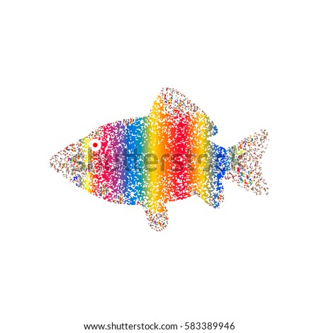 vector illustration modern color fish badge on a white background