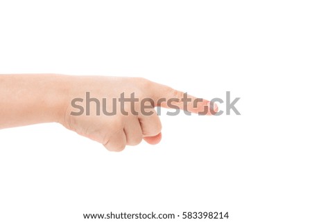 hand gesture of the child isolated on the white background
