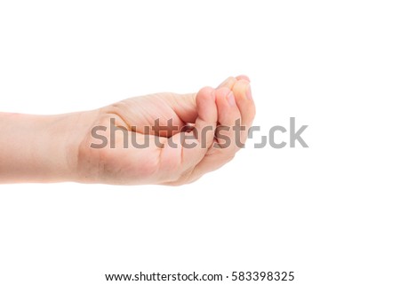 hand gesture of the child isolated on the white background