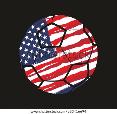 American flag soccer ball graphic design vector art