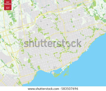 Vector color map of  Toronto, Canada. City Plan of Toronto. Vector illustration Royalty-Free Stock Photo #583507696