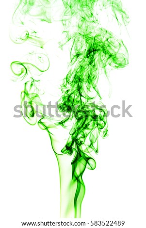 Abstract green smoke on white background, smoke background,green