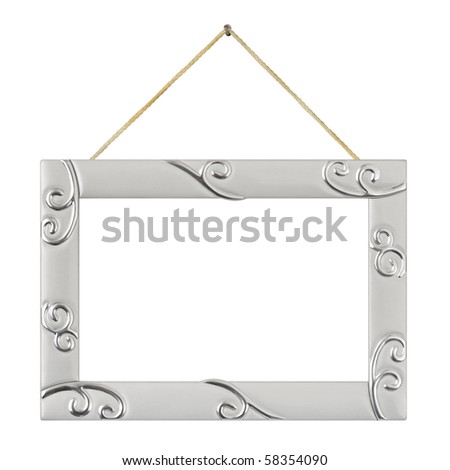 Metal frame with string isolated on white background