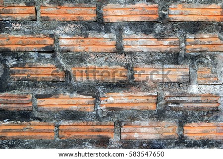 Black-brown wall from bricks for background.