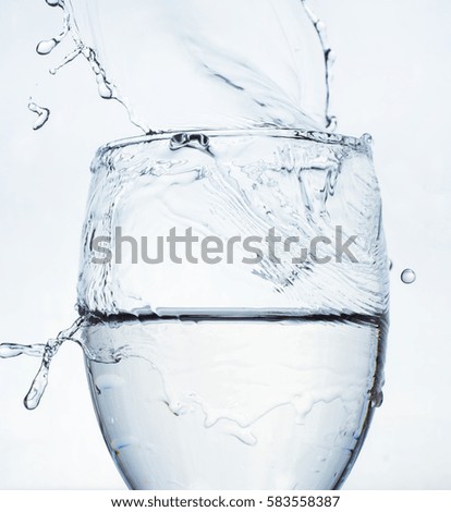 Close up a glass water splash isolated white background