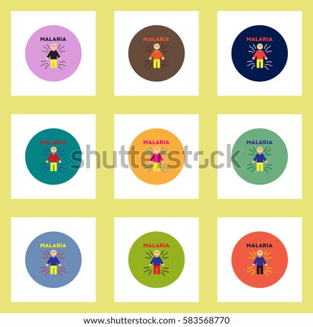 Vector icons collection various symptoms of Malaria on the human