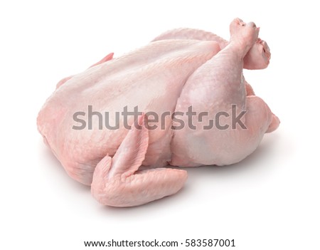 Fresh raw chicken isolated on white Royalty-Free Stock Photo #583587001