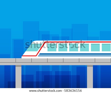 Sky train with colorful city background in Bangkok