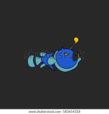 Lantern fish symbol simple flat icon on background
