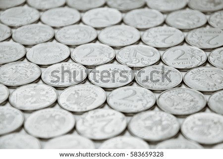 two-rubles coins pattern. russian money for backgrounds and illustrations