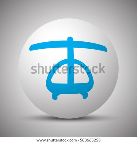 Blue Helicopter icon on white sphere