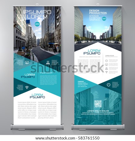Business Roll Up. Standee Design. Banner Template. Presentation and Brochure. Vector illustration Royalty-Free Stock Photo #583761550