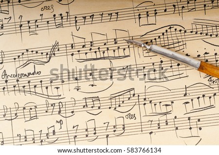 
The music manuscript, written with pen and ink