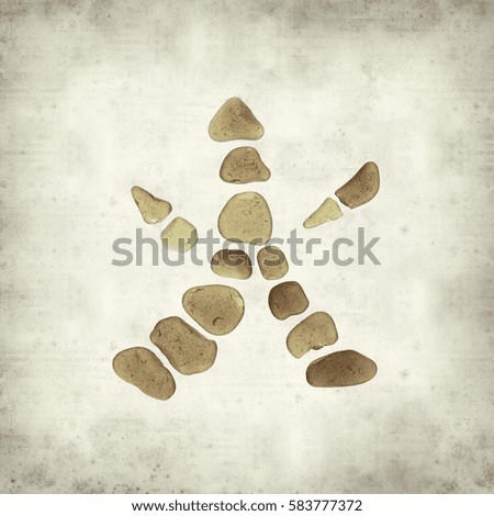 textured old paper background with chinese characters made of sea glass, huo - fire