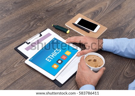 ETHICS CONCEPT ON TABLET PC SCREEN
