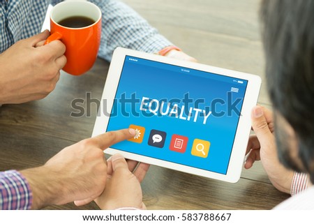 EQUALITY CONCEPT ON TABLET PC SCREEN