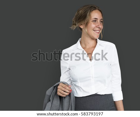 Business Woman Smiling Cheerful Concept