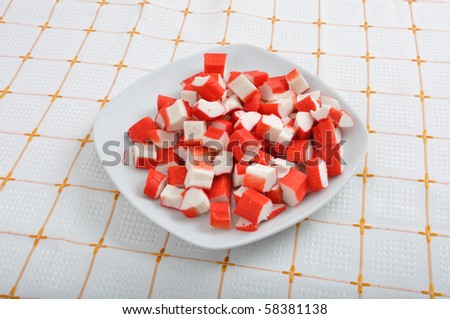 pile of surami cube on white plate