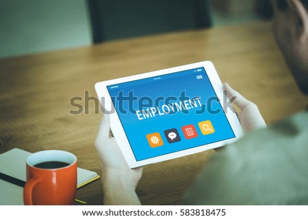 EMPLOYMENT CONCEPT ON TABLET PC SCREEN
