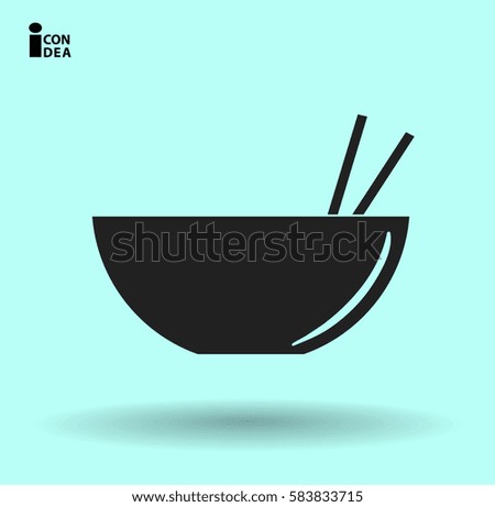 icon of the plate for sushi with chopsticks