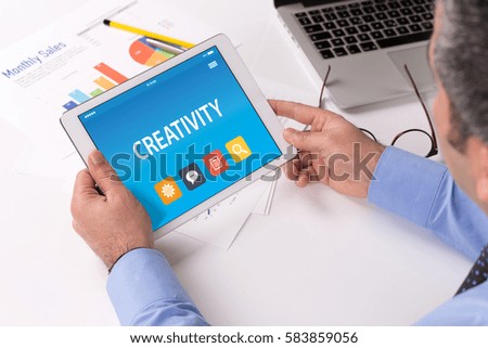 CREATIVITY CONCEPT ON TABLET PC SCREEN