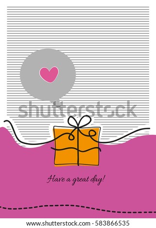 Orange gift and a pink heart in a bubble talk vector stock