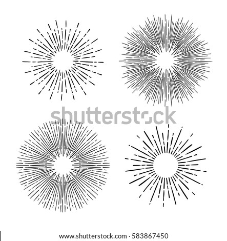 Hand Drawn vector vintage elements - sunburst (bursting rays). Perfect for invitations, greeting cards, blogs, posters and more.