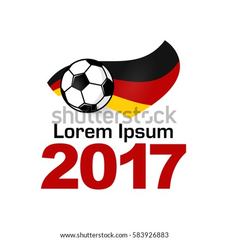 Emblem icon for football championship. Stylized concept web banner football game for funs and players. Germany flag and soccer ball