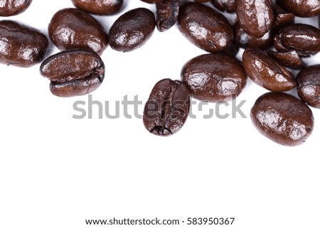 Coffee beans isoalted on white background blank for text