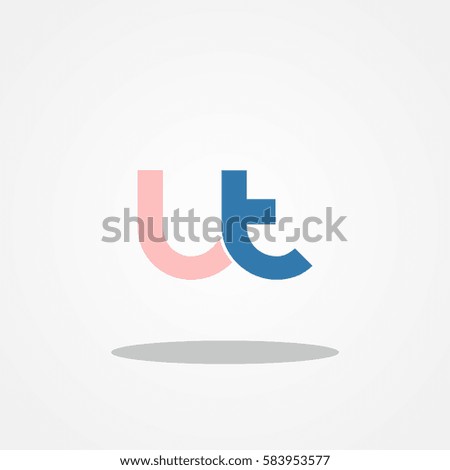 Initial letter UT lowercase logo design template pink blue water
