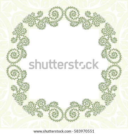 Beautiful nature frame of leaves. Vector illustration.