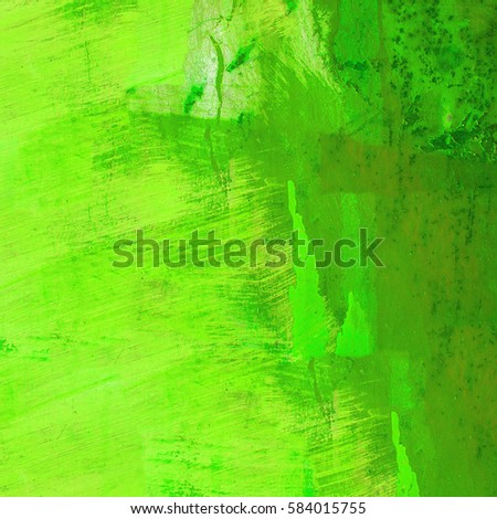 Green paint strokes on metal. Grunge background for text or use in advertising