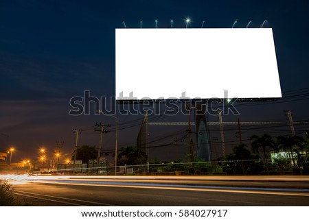 billboard blank for outdoor advertising poster at night time for advertisement. street light