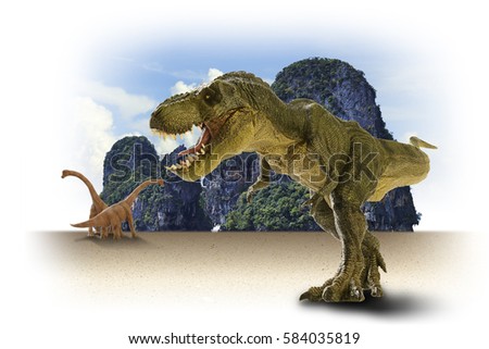dinosaur art mountain landscape with Partly cloudy