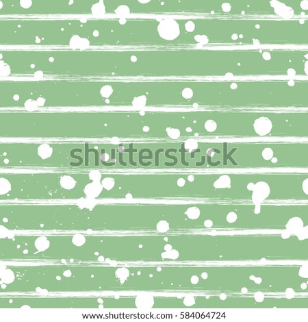 Vector seamless pattern, green tile with inc splash, blots, smudge and brush strokes. Grunge endless template for web background, prints, wallpaper, surface, wrapping, repeat elements for design