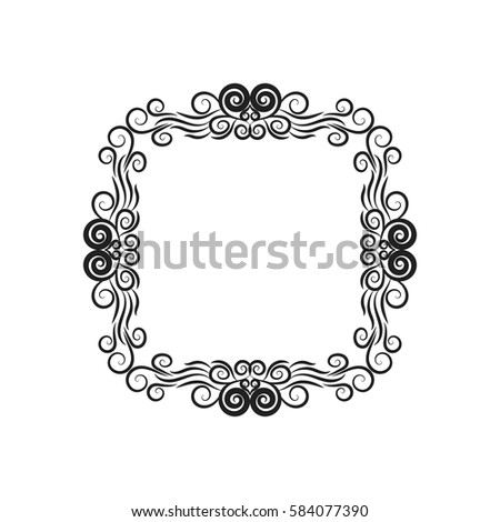 Simple and elegant square frame design template, for labels and logos. Vector illustration