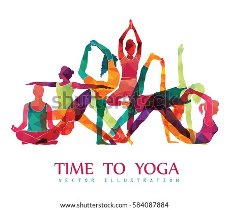 Yoga Colorful Fitness Concept. Vector illustration Royalty-Free Stock Photo #584087884