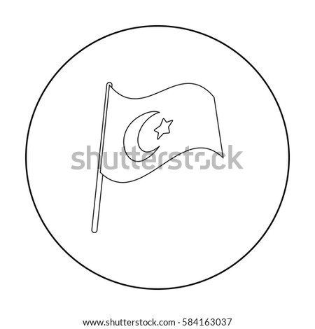 Flag of Turkey icon in outline style isolated on white background. Turkey symbol stock vector illustration.
