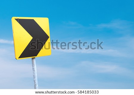 Signal turn right on blue sky  background