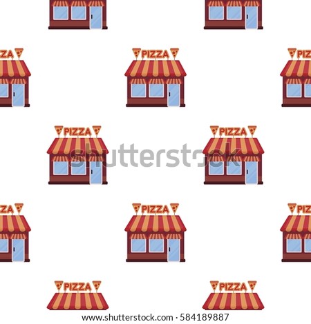 Pizzeria icon in cartoon style isolated on white background. Pizza and pizzeria pattern stock vector illustration.
