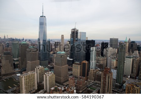 Aerial New York Downtown Skyline