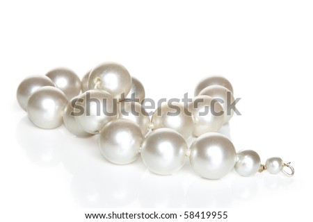 Beads from pearls, on a white background Royalty-Free Stock Photo #58419955