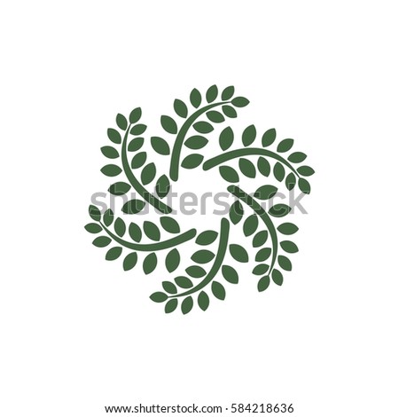 Green Leaves Circle Ornamental Logo Template Illustration Design. Vector EPS 10.