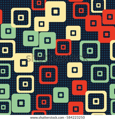 Seamless pattern. For children. Rounded squares. Indiscriminate location. Random variation. Flat. Wallpaper.
