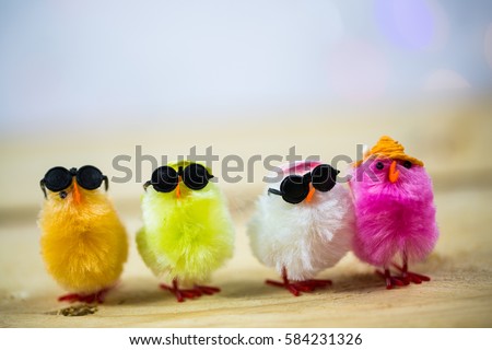 Funny colorful chicks